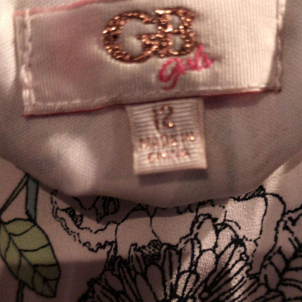 GB Girls White Multicolored Floral Asymmetrical Dress Size 12